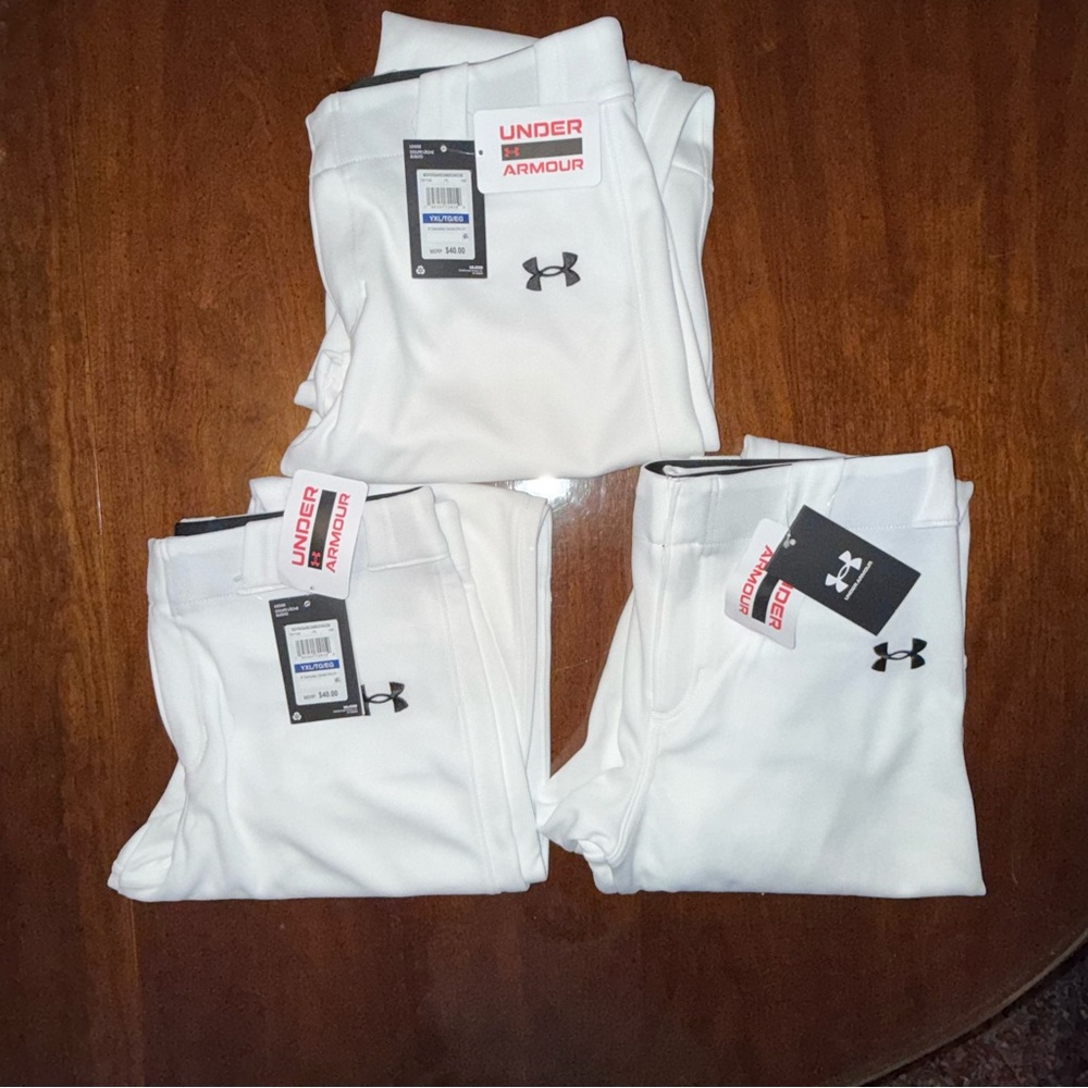 Under Armour Gameday Vanish WHITE baseball pant. Youth XL. 2 available. $25 each